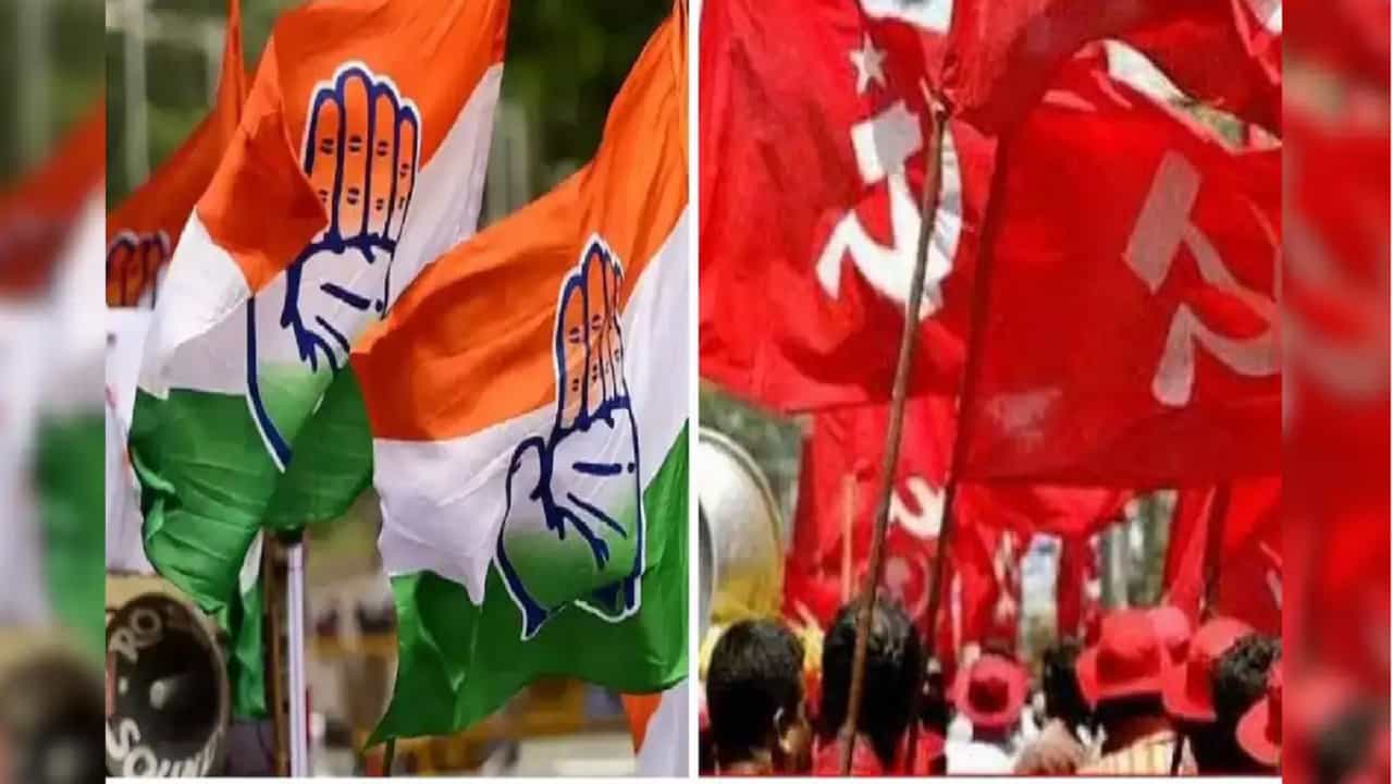 രാത്രിയിലും വൻ നാടകീയ രംഗങ്ങൾ; സിപിഎം കയ്യേറിയ ഓഫീസിന് മുന്നിൽ പതാക ഉയ൪ത്തി കോൺഗ്രസ്