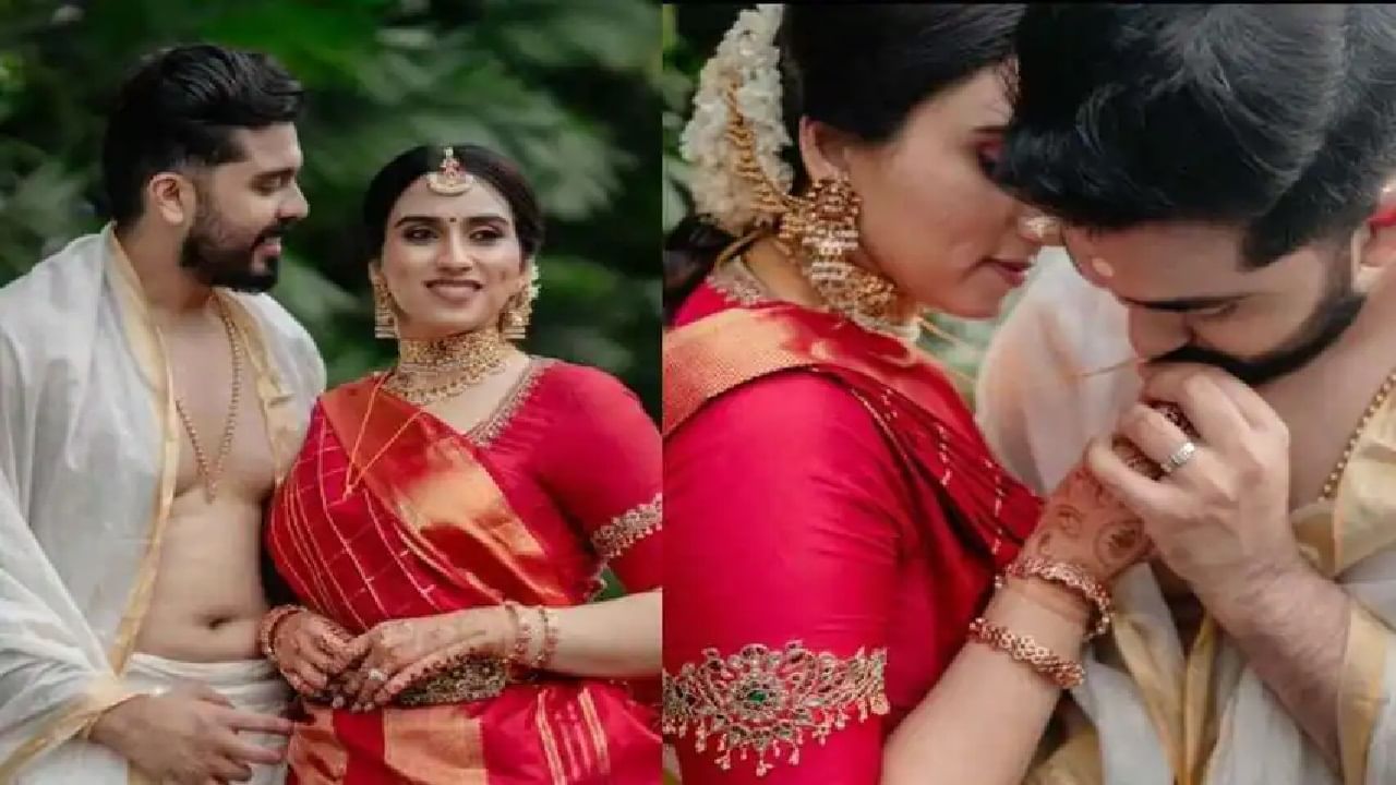 മുണ്ടും വേഷ്ടിയും ധരിച്ച സുരേഷ് ഗോപിക്കൊപ്പം കേരളാ സാരിയിലാണ് ഭാര്യ രാധിക എത്തിയത്. വിവാഹം കഴിഞ്ഞ് ക്ഷേത്ര ദര്ശനവും നടത്തിയാണ് ഇരുവരും മടങ്ങിയത്.