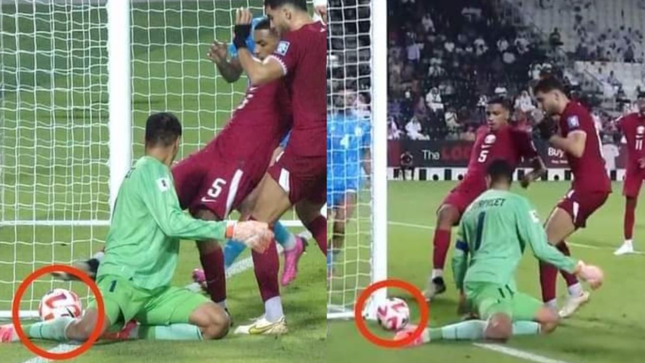 Qatar Controversial Goal India : പുറത്തുപോയ പന്ത് സൂത്രത്തിൽ അകത്തേക്ക് തട്ടിയിട്ട് ഖത്തറിൻ്റെ ഗോൾ; ലോകകപ്പ് യോഗ്യതാ മത്സരത്തിൽ വിവാദം