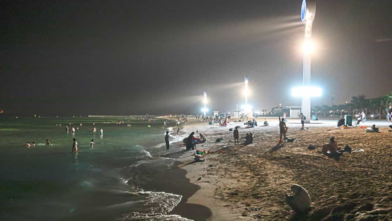 Dubai Weather : ദുബായിൽ ചൂട് അസഹനീയം; അർദ്ധരാത്രിയിൽ പാതിരാബീച്ചുകളിലെത്തുന്നത് നൂറുകണക്കിന് ആളുകൾ Dubai Weather : ദുബായിൽ ചൂട് അസഹനീയം; അർദ്ധരാത്രിയിൽ പാതിരാബീച്ചുകളിലെത്തുന്നത് നൂറുകണക്കിന് ആളുകൾ