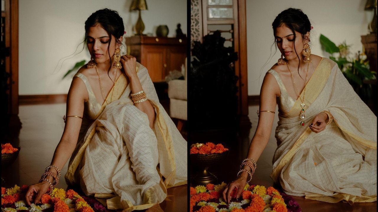 തിരുവോണ നാളിലാണ് ഓണക്കോടി ധരിക്കേണ്ടത്. വര്ഷത്തിലൊരിക്കല് വീട് സന്ദര്ശിക്കാനെത്തുന്ന മാവേലിയെ സ്വീകരിക്കാന് വളരെ മികച്ച രീതിയില് തന്നെയാണ് നമ്മള് ഒരുങ്ങി നില്ക്കേണ്ടത്. (Malavika Mohan Facebook Image)