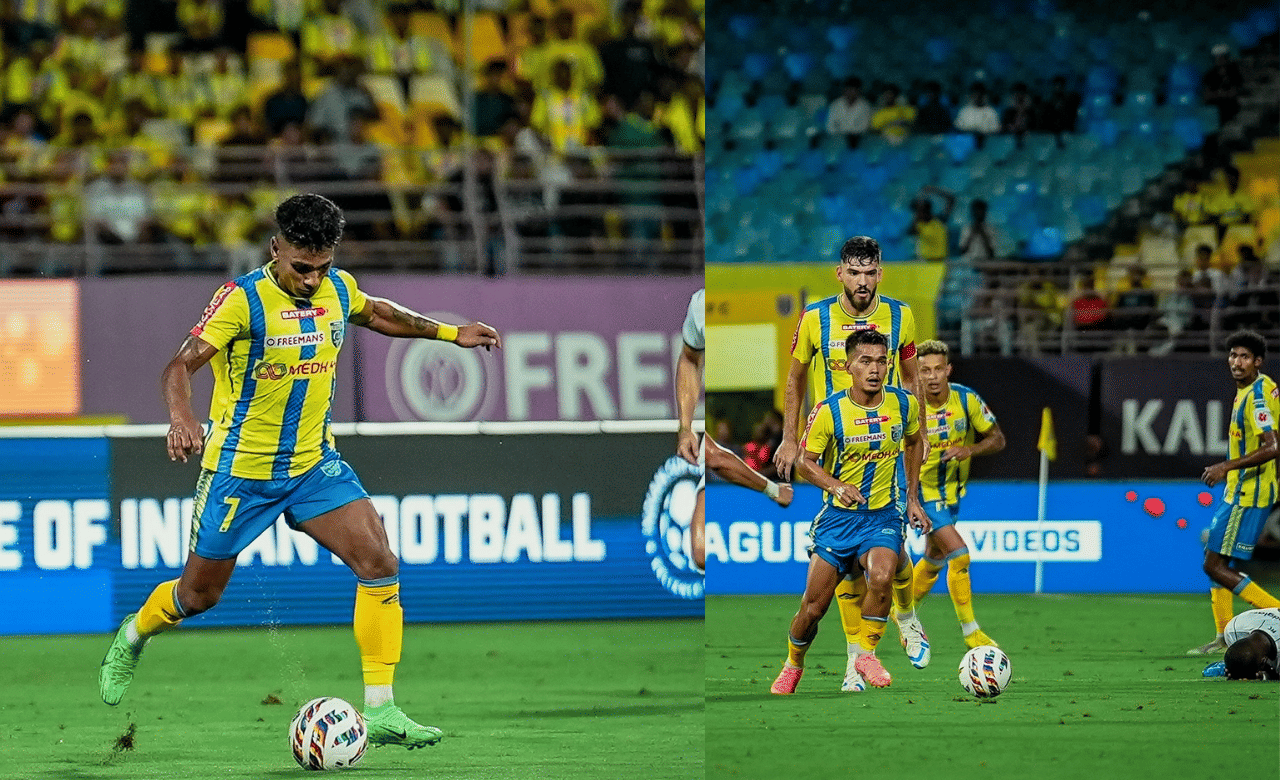 സ്പോർട്സ് 18 ചാനലിലൂടെ മത്സരങ്ങൾ തത്സമയം കാണാൻ സാധിക്കുന്നതാണ്. കൂടാതെ ഏഷ്യാനെറ്റ് പ്ലസിലും ബ്ലാസ്റ്റേഴ്സിന്റെ മത്സരം കാണാം. (Image Credits: Kerala Blasters Facebook Page)