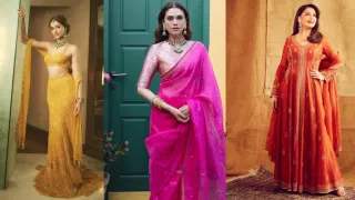 Diwali outfits for women: അദിതി മുതൽ മാധുരി വരെ… ദീപാവലി സ്പെഷ്യൽ ഫാഷനുകളിൽ തിളങ്ങി താരങ്ങൾ..