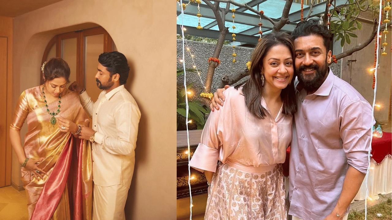 തെന്നിന്ത്യയിലെ ഏറ്റവും റൊമാന്റിക് താരജോഡികളാണ് തമിഴ് നടൻ സൂര്യയും നടിയും ഭാര്യയുമായ ജ്യോതികയും. ഇരുവരും തമ്മിലുള്ള സ്നേഹവും പരസ്പര ബഹുമാനവുമെല്ലാം എല്ലാവർക്കും മാതൃകയാക്കാൻ തോന്നിപോകുന്നതാണ്. ഇക്കാര്യം കുറച്ചുകൂടി ഊട്ടിയുറപ്പിക്കുകയാണ് അടുത്തിടെ ഒരു അഭിമുഖത്തിൽ സൂര്യ പറഞ്ഞ കാര്യങ്ങൾ. (Image Credits: Instagram)