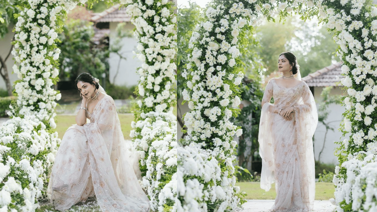 ഇപ്പോഴിതാ ബ്രൈഡൽ ഫോട്ടോഷൂട്ടുമായി ചിത്രങ്ങളുമായി എത്തിയിരിക്കുകയാണ് അഹാന. ചിത്രങ്ങൾ ഏറെ ശ്രദ്ധനേടികൊണ്ടിരിക്കുകയാണ്. നിരവധി രസകരമായ കമൻ്റുകളും പോസ്റ്റിന് താഴെ വരുന്നുണ്ട്. വധു സുന്ദരിയാണ് വരൻ എവിടെ എന്നടക്കം ചോദ്യങ്ങളാണുയരുന്നത്. (Image Credits: Instagram) 
