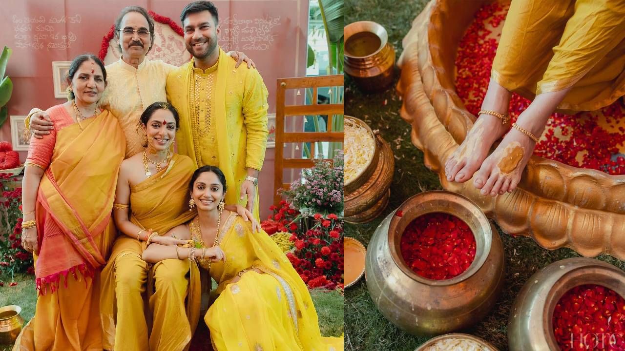 ഇരുവരുടെയും അടുത്ത കുടുംബാംഗങ്ങളും സുഹൃത്തുക്കളുമാണ് ചടങ്ങിൽ പങ്കെടുത്തത്. എന്നാൽ താരത്തിന്റെ ഹൽദി ചടങ്ങിൽ ആളുകളുടെ കണ്ണുടക്കിയത് ഒരു ചിത്രത്തിലാണ്. വധു ശോഭിത ധുലീപാലയയുടെ മുഖത്ത് മഞ്ഞൾ പുരട്ടുന്ന സാമന്തയുടെ ചിത്രമാണ് അത്. (Image credits: instagram)