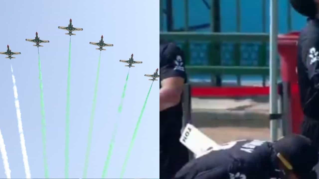 Champions Trophy 2025: ഇതെങ്ങാനും താഴേക്ക് വീഴുമോ?; പാകിസ്താൻ്റെ ഫൈറ്റർ ജെറ്റ് പ്രകടനം കണ്ട് ഭയന്ന് ന്യൂസീലൻഡ് താരങ്ങൾ