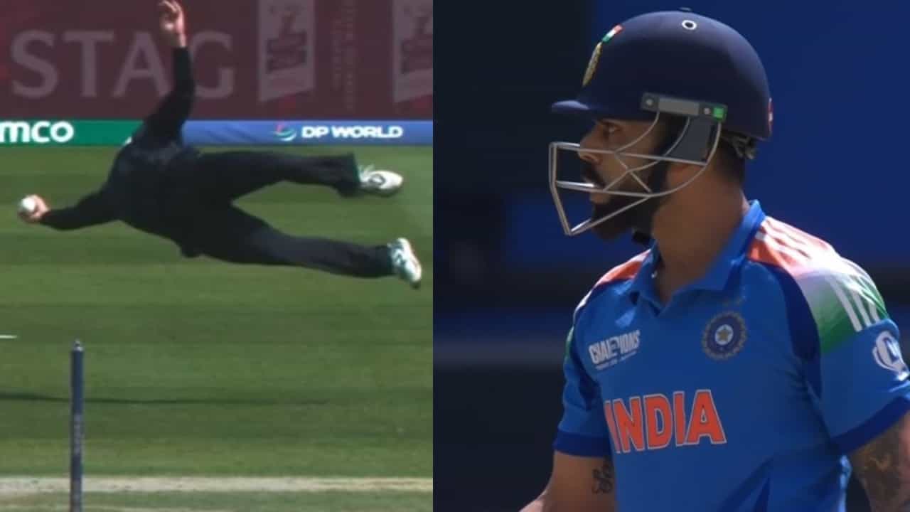 Champions Trophy 2025: വീണ്ടും പറക്കും ക്യാച്ചുമായി ഗ്ലെൻ ഫിലിപ്സ്; ഞെട്ടി വിരാട് കോലി; കിവീസ് സൂപ്പർമാൻ്റെ അസാമാന്യ ഫീൽഡിങ്