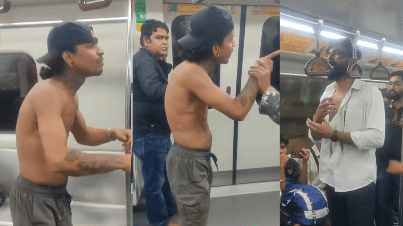 Viral Video: ഡല്ഹി മെട്രോയിൽ സഹയാത്രികന്റെ ഷര്ട്ട് വലിച്ചുകീറി; പിന്നാലെ യുവാവിന്റെ വെല്ലുവിളിയും; വീഡിയോ വൈറൽ Viral Video: ഡല്ഹി മെട്രോയിൽ സഹയാത്രികന്റെ ഷര്ട്ട് വലിച്ചുകീറി; പിന്നാലെ യുവാവിന്റെ വെല്ലുവിളിയും; വീഡിയോ വൈറൽ
