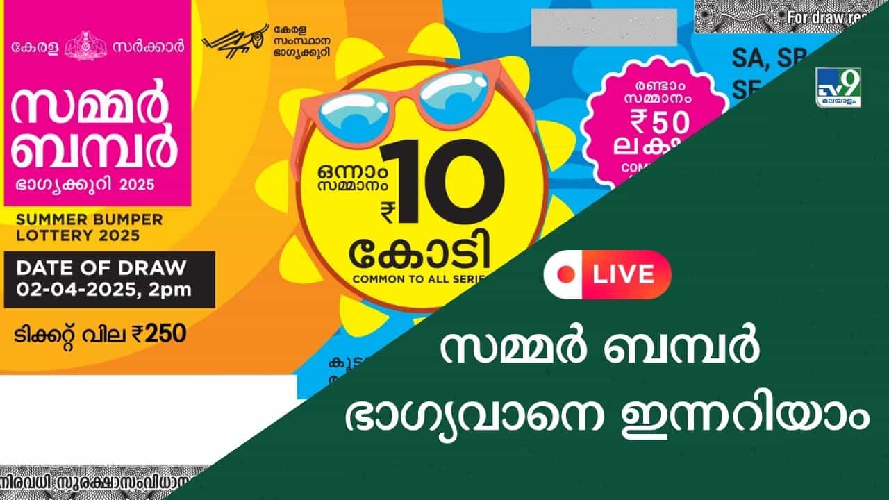 Kerala Bumper Lottery Result Live: ഇന്നാണ് ഇന്നാണ് ഇന്നാണ്... സമ്മർ ബമ്പർ ഫലം പ്രഖ്യാപിച്ചു, 10 കോടി പാലകാടിന്