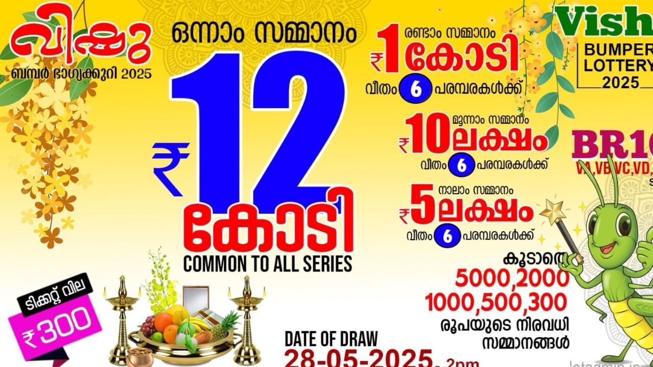 Vishu Bumper 2025: 12 കോടിയുടെ ഭാഗ്യവാൻ നിങ്ങളാവാം; ബിഷു ബമ്പർ ഫലപ്രഖ്യാപനം ഇന്ന്