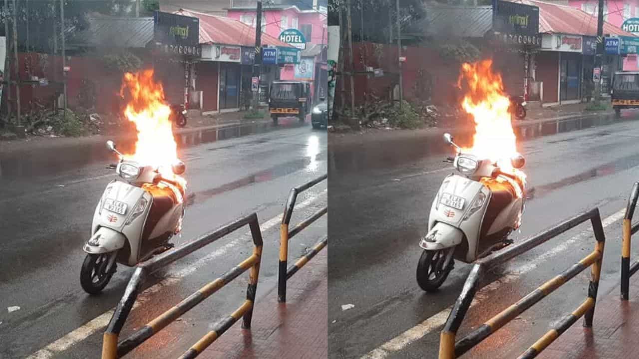 Scooter Caught Fire: ഓടിക്കൊണ്ടിരുന്ന സ്‌കൂട്ടറിന് തീപിടിച്ചു; യാത്രക്കാരന്‍ രക്ഷപ്പെട്ടു