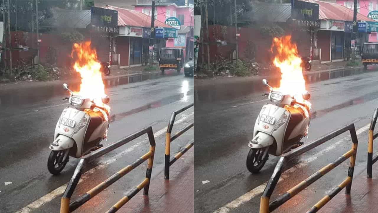 Scooter Caught Fire: ഓടിക്കൊണ്ടിരുന്ന സ്‌കൂട്ടറിന് തീപിടിച്ചു; യാത്രക്കാരന്‍ രക്ഷപ്പെട്ടു
