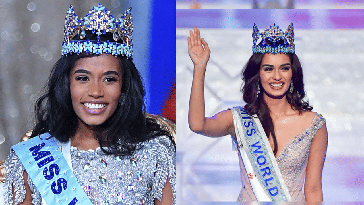 2001 മുതൽ 2016 വരെ ഉപയോഗിച്ചത്, മധ്യഭാഗത്തായി ടർക്കോയ്സ് കല്ലും അഞ്ച് സമുദ്രങ്ങളെ പ്രതിനിധീകരിക്കുന്ന അഞ്ച് സ്പൈക്കുകളുമുള്ള സിൽവർ ആൻഡ് ഗോൾഡ് കിരീടമായിരുന്നു.