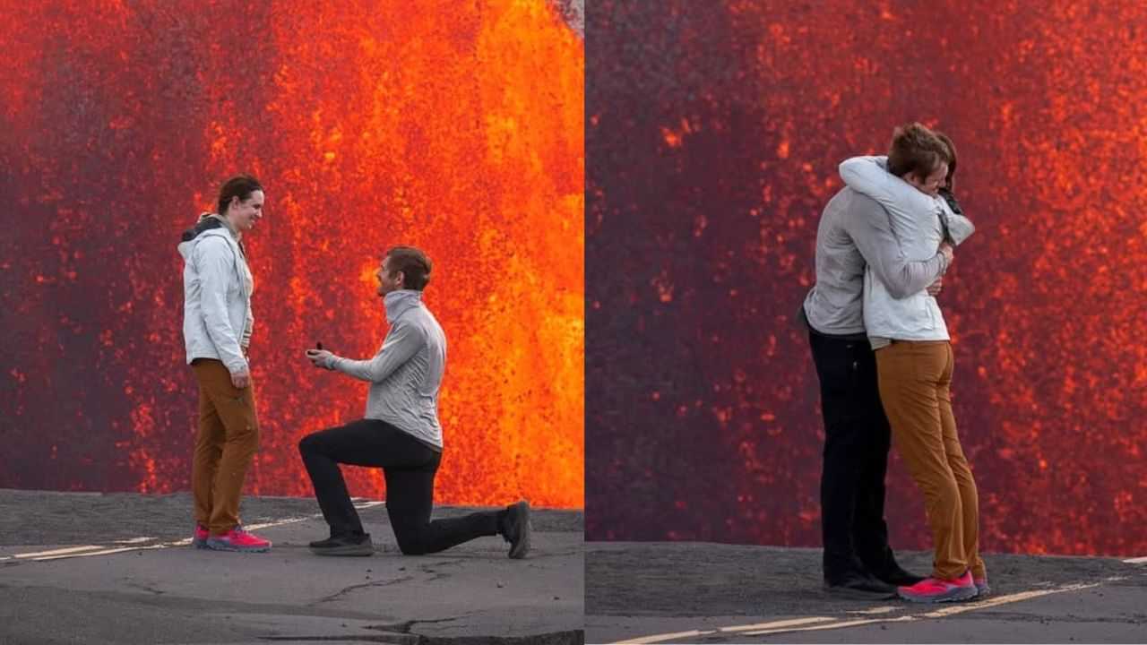 Viral News: ഉരുകുതേ ചൂടെടുത്ത് ഉരുകുതേ; അഗ്നിപര്‍വ്വതത്തിന് മുന്നില്‍ വെച്ചൊരു വെറൈറ്റി പ്രൊപ്പോസല്‍