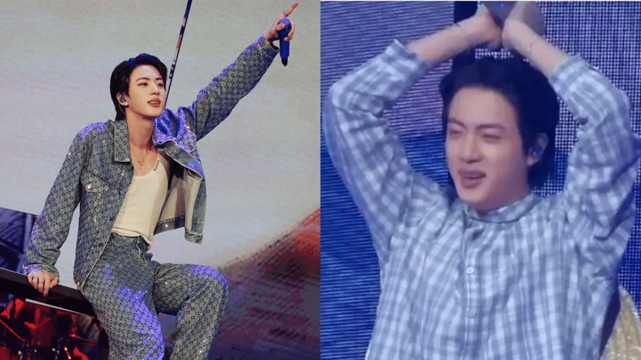 തന്റെ പുതിയ കോൺസർട്ടുകൾ ഒന്നിൽ ചെക്കർഡ് പാറ്റേൺ ബട്ടൺ-അപ്പ് ഷർട്ട് ധരിച്ചെത്തിയ ജിന്നിന്റെ ഫോട്ടോകളും വീഡിയോകളും വൈറലായിരുന്നു. "ഇതുപോലുള്ള ഒന്ന് വേദിയിൽ ധരിക്കുമെന്ന് ഞാൻ ഒരിക്കലും കരുതിയിരുന്നില്ല" എന്ന് അദ്ദേഹം പറഞ്ഞിരുന്നു.(Image Credit: Instagram)