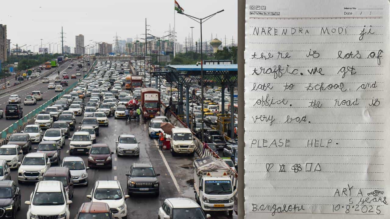 Viral News: ഇവിടെ വലിയ ട്രാഫിക്കാണ്, സ്കൂളിലെത്താൻ വൈകുന്നു; ബെംഗളൂരുവിലെ ​ഗതാ​ഗതക്കുരുക്കിനെ കുറിച്ച് പ്രധാനമന്ത്രിക്ക് അഞ്ചുവയസ്സുകാരിയുടെ കത്ത്