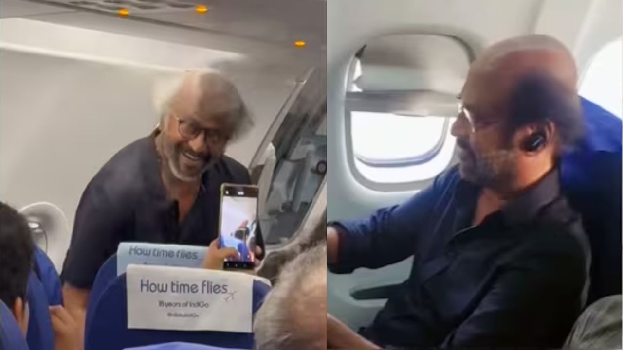 Rajinikanth: ‘തലൈവാ… മുഖം കാണിക്കുമോ’ എന്ന് ആരാധകൻ; ഫ്ലൈറ്റിൽ എഴുന്നേറ്റ് നിന്ന് അഭിവാദ്യം ചെയ്ത് രജനികാന്ത്