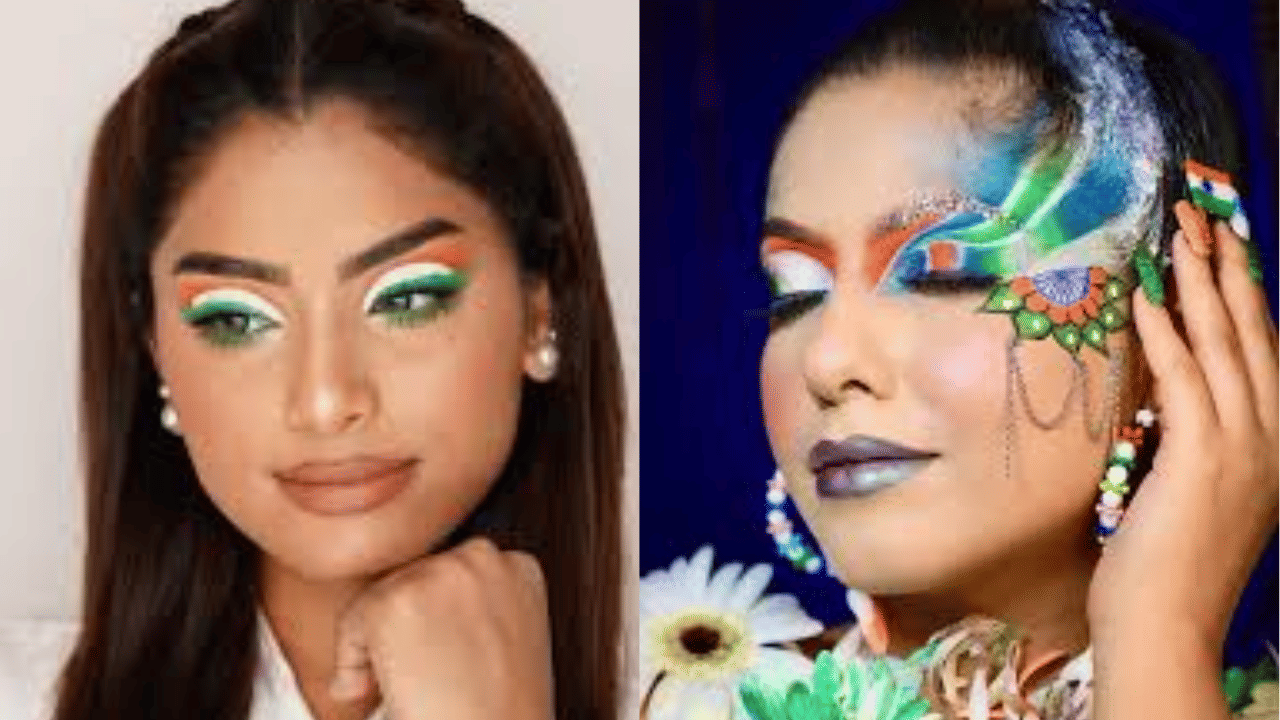 സ്വാതന്ത്ര്യദിനവുമായി ബന്ധപ്പെട്ട മേക്കപ്പ് ചെയ്യുന്നവരും ധാരാളമാണ്. ന്യൂട്രൽ ബേസ് ഉപയോഗിച്ച് നിങ്ങളുടെ മേക്കപ്പ് പുതുമയുള്ളതും തിളക്കമുള്ളതുമായി നിലനിർത്തുക, കൂടാതെ പച്ച അല്ലെങ്കിൽ ഓറഞ്ച് ഐഷാഡോ അല്ലെങ്കിൽ ഒരു ത്രിവർണ്ണ ഐലൈനർ ഡിസൈൻ ഉപയോഗിച്ചൊക്കെയും സ്വാതന്ത്ര്യദിനം മേക്കപ്പ് ചെയ്യാം. (Image Credit: Instagram)