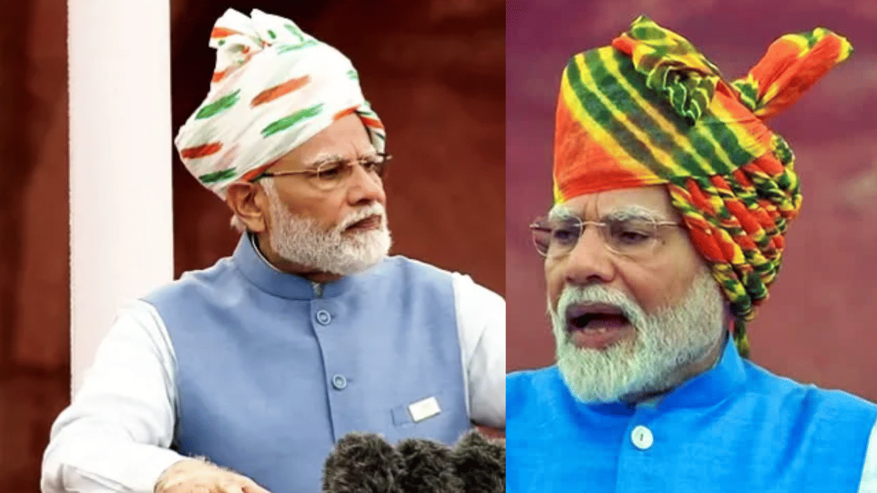 2023-ൽ ഞ്ഞ, ഓറഞ്ച്, വയലറ്റ്, പച്ച, ചുവപ്പ് നിറങ്ങൾ ഉൾക്കൊള്ളുന്ന രാജസ്ഥാനി ബന്ധാനി-പ്രിന്റ് തലപ്പാവ് ധരിച്ചു. 2022-ൽ, 'ഹർ ഘർ തിരംഗ' സംരംഭത്തോടുള്ള ആദരസൂചകമായി ഇന്ത്യൻ ദേശീയ പതാകയിൽ നിന്ന് പ്രചോദനം ഉൾക്കൊണ്ട് വെള്ളയും പച്ചയും വരകളുള്ള തലപ്പാവായിരുന്നു ധരിച്ചത്. (Image Credit: Social Media)