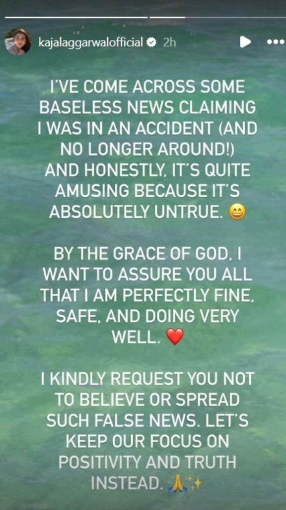 Kajal Aggarwal Instagram Story