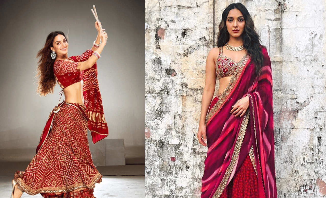 ആദ്യ ദിവസത്തിൽ വെള്ള നിറത്തിലുള്ള വസ്ത്രങ്ങൾ ധരിച്ചെങ്കിൽ രണ്ടാം ദിവസമായ സെപ്റ്റംബർ 23ന് ശക്തിയെയും ധൈര്യത്തെയും സൂചിപ്പിക്കുന്ന ചുവന്ന നിറത്തിൽ തിളങ്ങാം. ചുവപ്പ് ലെഹംഗയോ ‌ ചുവപ്പ് സാരിയും സ്വർണ്ണ ആഭരണങ്ങളും ചേർത്തുള്ള ക്ലാസിക് ലുക്കോ പരീക്ഷിക്കാം. (Image Creit: Social Media)