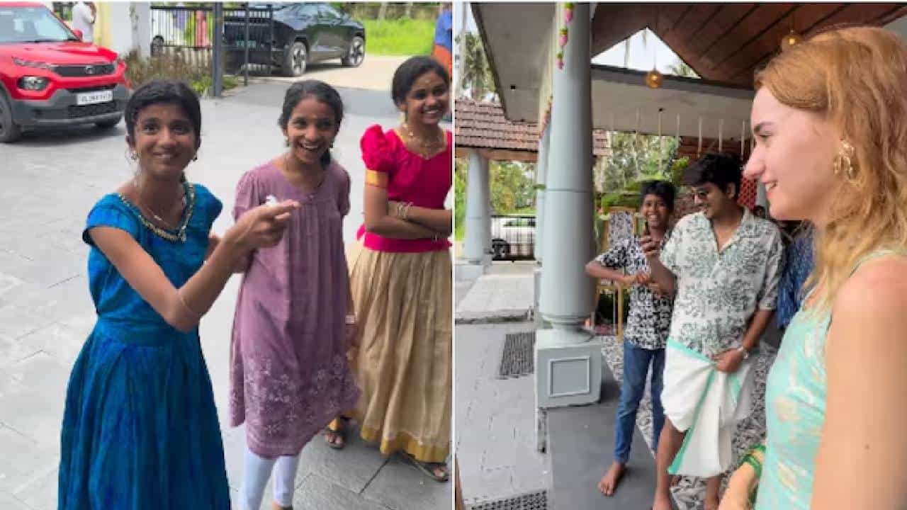 Viral Video: കുറച്ച് മലയാളം അറിയാം!  വിവാഹത്തിൽ പങ്കെടുക്കാനെത്തിയ വിദേശ വനിതയുടെ മലയാളം കേട്ട് അമ്പരന്ന് കുട്ടികൾ; വീഡിയോ