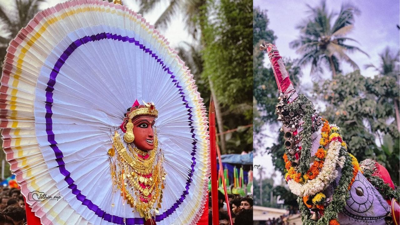 ദേവി മകൻ ജാതവനെ ഒരു പ്രത്യേക സ്ഥലത്ത് കുടിയിരുത്തി തന്നെ കാണരുതെന്ന് വിലക്കിയിരുന്നു. പിന്നീട് തുലാം മാസത്തിലെ കറുത്തവാവ് ദിനത്തിൽ വാക്കടവിൽ നീരാട്ടിനായി പോകുമ്പോൾ മകന് കാണാനും കൂടെ പോരാനും അനുമതി നൽകി എന്നാണ് ഉത്സവത്തിന്റെ ഐതിഹ്യം. (Photo Credit: Jithin MP/Vlogger)