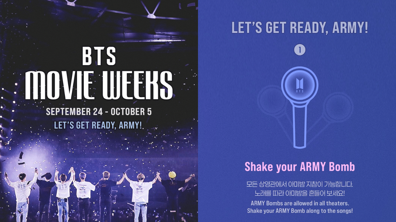 2026-ലെ ലോക പര്യടനത്തിന് മുന്നോടിയായി ആരാധകരുമായി ബന്ധം നിലനിർത്തുന്നതിനായി ബിടിഎസ് നിലവിൽ ചില ഹ്രസ്വകാല പ്രോജക്റ്റുകൾ നടത്തുന്നുണ്ട്. ഇതിന്റെ ഭാഗമായി, ഗ്രൂപ്പിന്റെ നാല് കൺസേർട്ട് സിനിമകളുടെ പ്രദർശനം 65 രാജ്യങ്ങളിലായി നടക്കുന്നുണ്ട്. (Image Credit: Instagram)