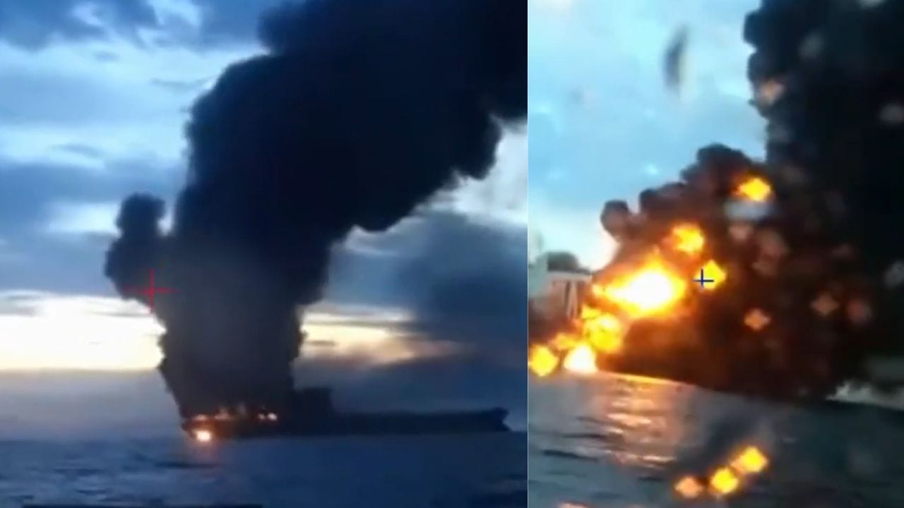 Two Russian Cargo Ships Set Ablaze In Black Sea Drone Attack