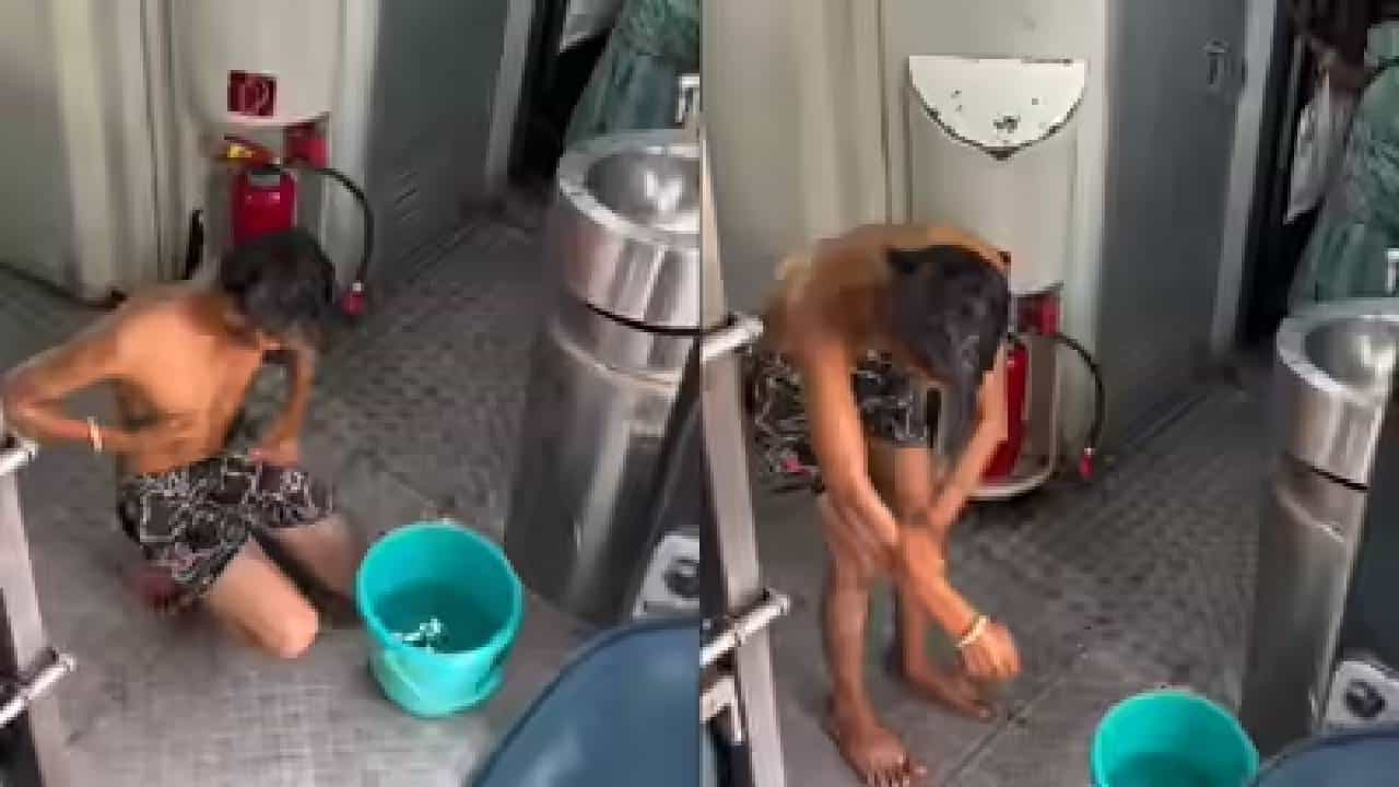 Viral Video: ഓടുന്ന ട്രെയിനിൽ യുവാവിന്‍റെ കുളി; എന്തൊക്കെ കാണണമെന്ന് സോഷ്യൽ മീഡിയ; കടുത്ത നടപടിയുമായി റെയിൽവേ