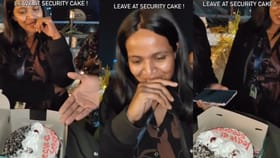 'സെക്യൂരിറ്റിയുടെ കയ്യില്‍ കൊടുത്തേക്കൂ'; കേക്ക് കണ്ട് ഞെട്ടി...