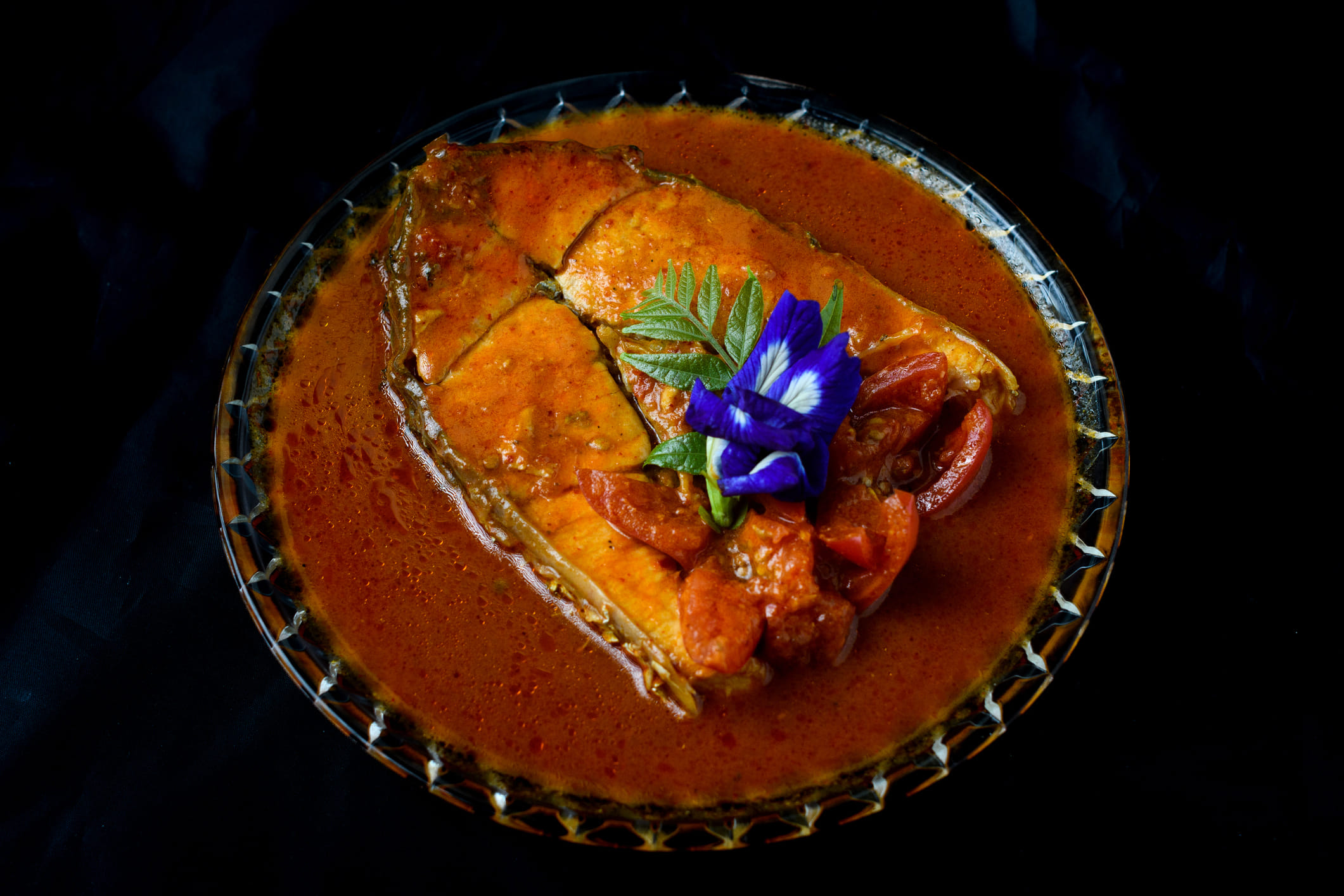 Thai Style Food, Deep Fried Fish With Spicy Coconut Milk Curry Dressing