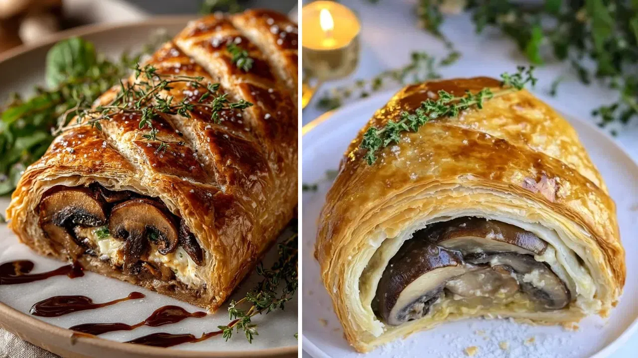 2. ക്രീമി സ്പിനാച്ച് ആൻഡ് മഷ്റൂം വെല്ലിംഗ്ടൺ - ക്രിസ്മസ് ആഘോഷങ്ങൾക്ക് മാറ്റുകൂട്ടാൻ പറ്റിയ ഒരു ലക്ഷ്വറി വിഭവമാണിത്. കൂൺ ബട്ടറിൽ നന്നായി വഴറ്റുക, ഇതിലേക്ക് ചീര ചേർത്ത് വേവിക്കുക. ഇതിൽ ക്രീം ചീസും കുരുമുളകും ചേർത്ത് മിശ്രിതമുണ്ടാക്കുക. ഇത് പഫ് പേസ്ട്രിയിൽ വെച്ച് മടക്കി വശങ്ങൾ നന്നായി ഒട്ടിക്കുക. പേസ്ട്രി സ്വർണ്ണനിറമാകുന്നത് വരെ ബേക്ക് ചെയ്യുക.