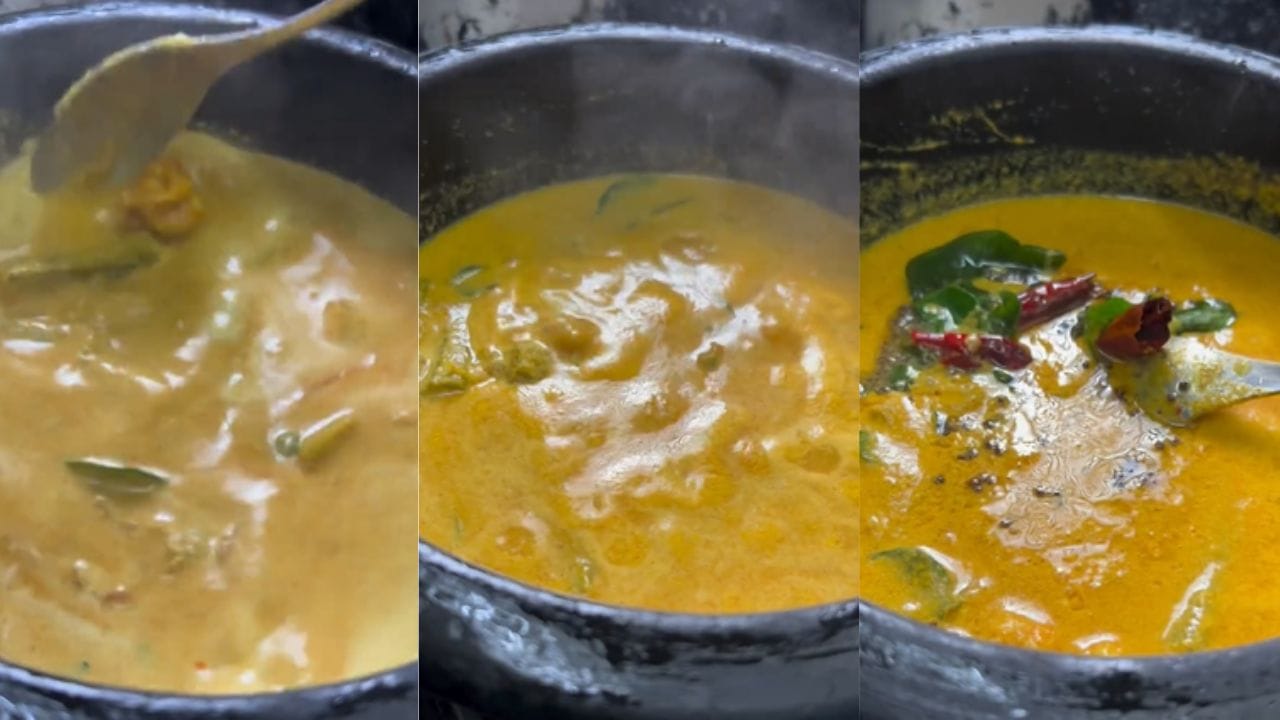 അവസാനം തേങ്ങയും ജീരകവും പേസ്റ്റ് പരുവത്തിൽ അരച്ച് അതിലേക്ക് ചേർക്കുക. ശേഷം നന്നായി ഇളക്കി കൊടുക്കുക. തേങ്ങ അരച്ചത് ചേർത്ത് ശേഷം അധികം ചൂടാക്കരുത്. രുചിയേറിയ ഉണക്ക ചെമ്മീൻ മുരിങ്ങയ്ക്ക കറി റെഡി. (Image Credits: Social Media)