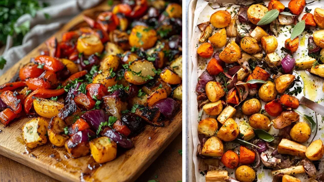 3. റോസ്റ്റഡ് വെജിറ്റബിൾ ട്രേ ബേക്ക് - ഏറ്റവും എളുപ്പത്തിൽ തയ്യാറാക്കാവുന്നതും എന്നാൽ ആരോഗ്യകരവുമായ വിഭവം. എല്ലാ പച്ചക്കറികളും ഒരേ വലുപ്പത്തിൽ മുറിക്കുക. ഇവ ഒലിവ് ഓയിൽ, റോസ്മേരി, ഉപ്പ് എന്നിവ ചേർത്ത് നന്നായി യോജിപ്പിക്കുക. ഒരു ട്രേയിൽ നിരത്തി പച്ചക്കറികളുടെ വശങ്ങൾ മൊരിയുന്നതുവരെ റോസ്റ്റ് ചെയ്തെടുക്കുക.