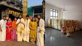 മൂകാംബികയിൽ മോദിയുടെ പേരിൽ 10 ടൺ ബസ്മതി അരി കൈമാറി സുരേഷ് ഗോപി!