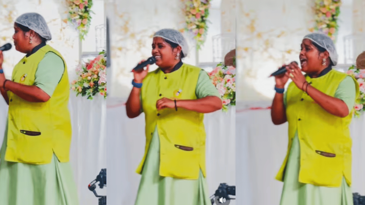 Viral Video: വരനും വധുവും അങ്ങോട്ട് മാറി നിൽക്ക്...കല്യാണം തൂക്കി കാറ്ററിങ് ചേച്ചിയുടെ പാട്ട് Viral Video: വരനും വധുവും അങ്ങോട്ട് മാറി നിൽക്ക്...കല്യാണം തൂക്കി കാറ്ററിങ് ചേച്ചിയുടെ പാട്ട്