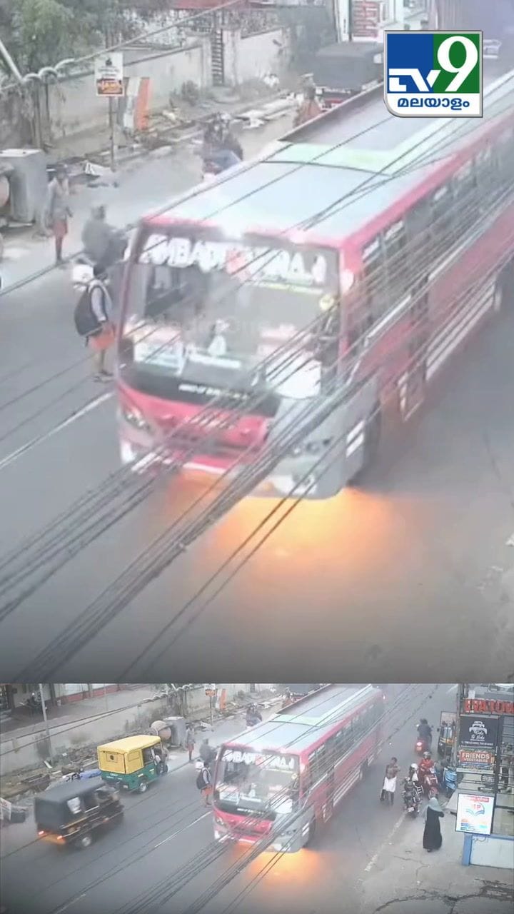 ഒറ്റപ്പാലത്ത് ഓടുന്ന ബസിന് തീപിടിച്ചു, യാത്രക്കാർ രക്ഷപ്പെട്ടത് അത്ഭുതകരമായി