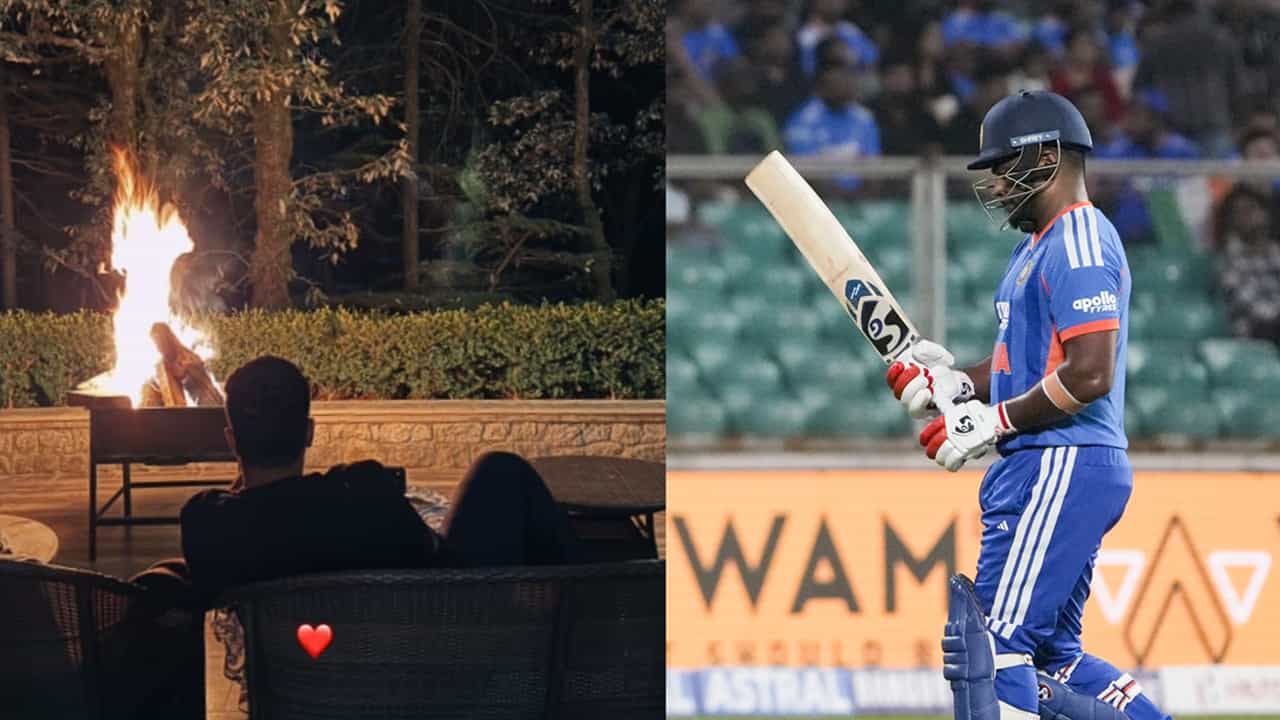 Sanju Samson: നട്ടപ്പാതിരയ്ക്ക് അഗ്നിഗോളങ്ങളെ നോക്കിയിരിക്കുന്ന സഞ്ജു സാംസണ്‍; ഒപ്പമുണ്ടെന്ന് ആരാധകര്‍