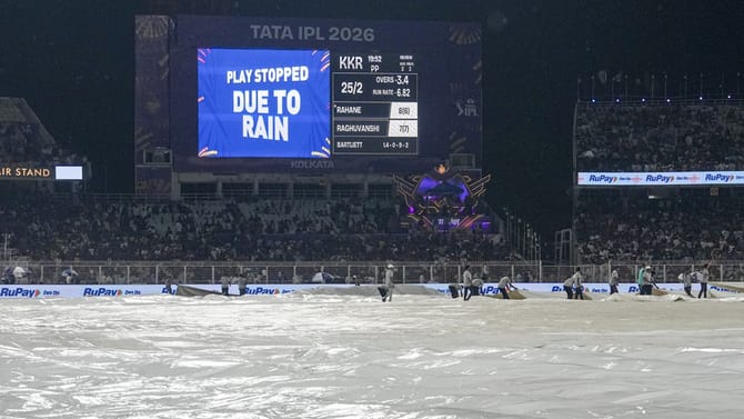 മഴ വില്ലനായി; കൊല്‍ക്കത്ത-പഞ്ചാബ് മത്സരം ഉപേക്ഷിച്ചു