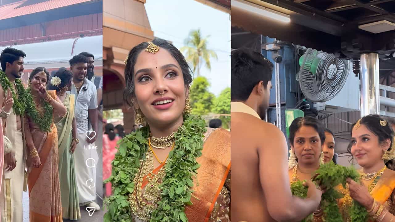 Glamy Ganga Wedding: ഗ്ലാമി ഗംഗയ്ക്ക് ഗുരുവായൂരില്‍ താലികെട്ട്; നെറുകില്‍ മുത്തം നല്‍കി വിഷ്ണു
