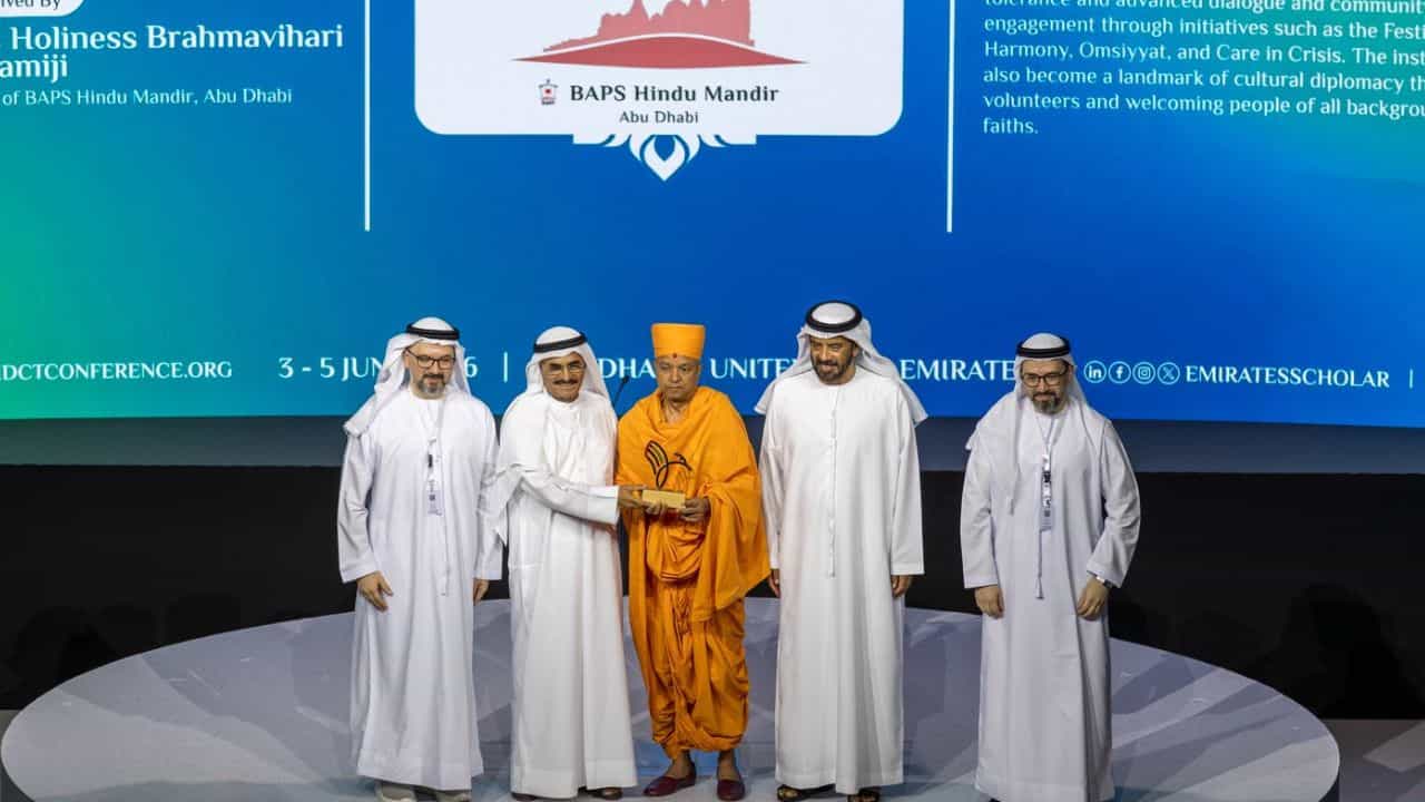 അബുദാബിയിലെ BAPS ഹിന്ദു മന്ദിറിന് 2026-ലെ അന്താരാഷ്ട്ര ടോളറൻസ് പുരസ്കാരം
