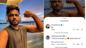 മസില്‍ പെരുപ്പിച്ച സഞ്ജുവിന് ടൊവിനോയുടെ മറുപടി