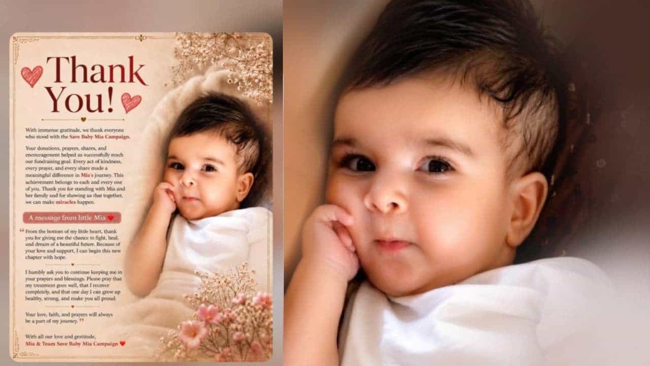 Baby Mia : നാടൊന്നിച്ചു... കുഞ്ഞ് മിയക്ക് ചികിത്സ തുടരാം, മണിക്കൂറുകള്ക്കുള്ളില് സമാഹരിച്ചത് 16.5 കോടി Baby Mia : നാടൊന്നിച്ചു... കുഞ്ഞ് മിയക്ക് ചികിത്സ തുടരാം, മണിക്കൂറുകള്ക്കുള്ളില് സമാഹരിച്ചത് 16.5 കോടി