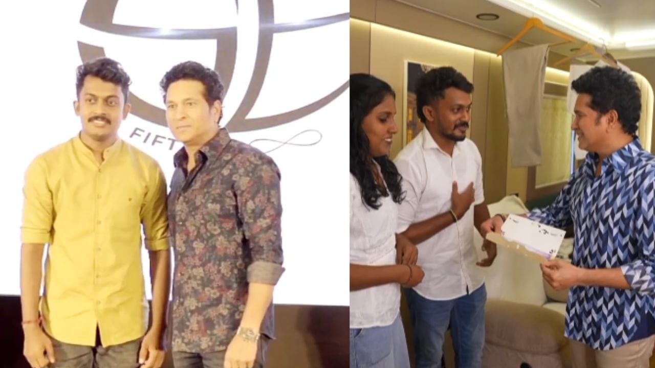 പലതരത്തിലുള്ള കല്ല്യാണ ക്ഷണങ്ങള് നമ്മള് കണ്ടിട്ടുണ്ട്, എന്നാല് ഒരു ആരാധകന് തന്റെ ഇഷ്ട ക്രിക്കറ്റ് താരത്തെ കല്ല്യാണം ക്ഷണിച്ചത് കണ്ടോ നിങ്ങള്? ഇന്ത്യന് ക്രിക്കറ്റ് ഇതിഹാസം സച്ചിന് ടെന്ഡുല്ക്കറെ വിവാഹം ക്ഷണിച്ച് ശ്രദ്ധ നേടുകയാണ് തൃശൂര് സ്വദേശിയായ പ്രബിന്. തന്റെ ഇന്സ്റ്റഗ്രാം അക്കൗണ്ടില് പങ്കുവെച്ച വീഡിയോയിലൂടെയാണ് സച്ചിന് ടെന്ഡുല്ക്കറെ നേരിട്ട് പോയി വിവാഹം ക്ഷണിച്ച കാര്യം പ്രബിന് പുറത്തുവിട്ടത്. (Image Credit Source: