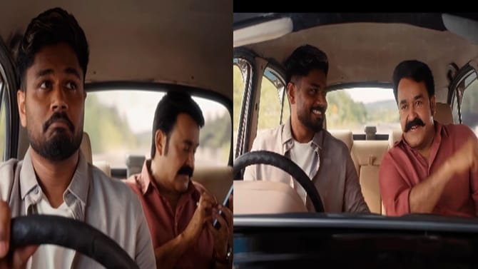 ഡ്രൈവര്‍ സീറ്റില്‍ സഞ്ജു സാംസണ്‍; ബാക്ക് സീറ്റില്‍ ലാലേട്ടന്‍