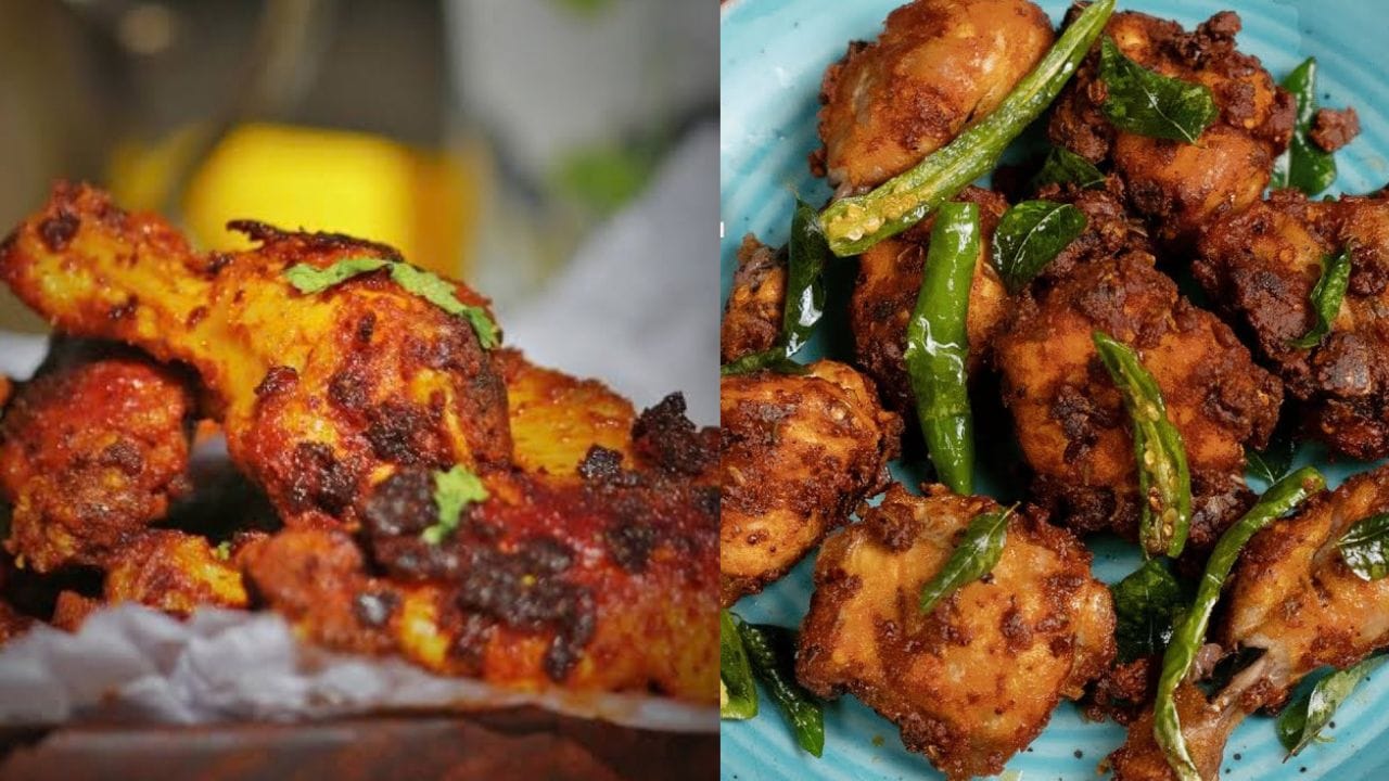 ശേഷം ഒരു ചീനച്ചട്ടിയിൽ വെളിച്ചെണ്ണ ഒഴിച്ച് നന്നായി ചൂടാക്കുക. എണ്ണ ചൂടാകുമ്പോൾ മരിനേറ്റ് ചെയ്ത ചിക്കൻ കഷണങ്ങൾ ഓരോന്നായി ഇടുക. തീ ഇടത്തരം ആക്കി വെച്ച് വേവിക്കുക. ചിക്കൻ പകുതി വേവാകുമ്പോൾ കുറച്ച് കറിവേപ്പിലയും നടുവേ കീറിയ പച്ചമുളകും എണ്ണയിലേക്ക് ഇട്ടുകൊടുക്കുക. ഇത് തട്ടുകടയിലെ ആ പ്രത്യേക മണം നൽകും. രണ്ടു വശവും നല്ലതുപോലെ മൊരിഞ്ഞ് ചുവന്ന നിറമാകുമ്പോൾ എണ്ണയിൽ നിന്ന് കോരി മാറ്റാം. 
