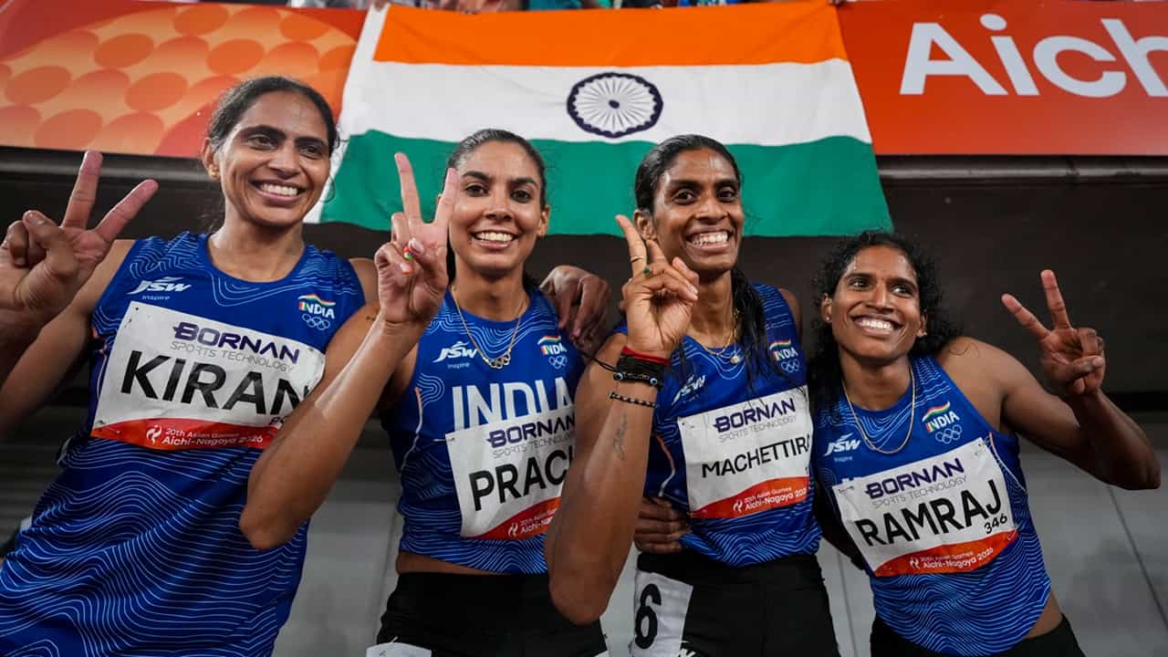Asian Games 2026: ട്രാക്കിൽ തീപ്പൊരിയായി ഇന്ത്യൻ പെൺപട; 4x400 മീറ്റർ റിലേയിൽ സ്വര്ണം Asian Games 2026: ട്രാക്കിൽ തീപ്പൊരിയായി ഇന്ത്യൻ പെൺപട; 4x400 മീറ്റർ റിലേയിൽ സ്വര്ണം