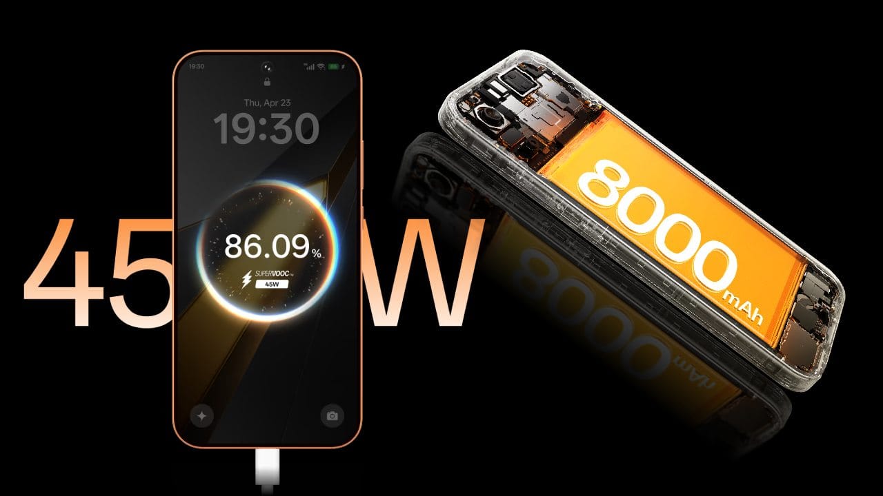 8000mAh ബാറ്ററി, 45W SuperVOOC ഫാസ്റ്റ് ചാർജിംഗ്, 10W റിവേഴ്സ് വയർഡ് ചാർജിംഗ്, ഡ്യുവൽ സിം (നാനോ + നാനോ), 5G SA/NSA, 4G VoLTE, Wi-Fi 6 802.11 ax (2.4GHz + 5GHz), ബ്ലൂടൂത്ത് 5.4, GPS, BeiDou, GLONASS, ഗലീലിയോ, QZSS, USB ടൈപ്പ്-C 2.0 എന്നിവയാണ് മറ്റ് പ്രധാന ഫീച്ചറുകൾ. സോളാർ ഓറഞ്ച്, സ്റ്റാർ വൈറ്റ് കളർ ഓപ്ഷനുകളിലാണ് ഇത് എത്തിയിരിക്കുന്നത്.